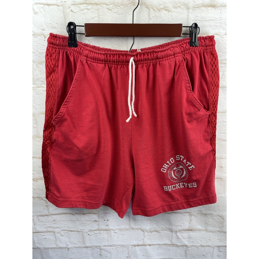 Vintage Ohio State Buckeyes Shorts Mens Size XL Red Cotton Pockets Drawstrings
